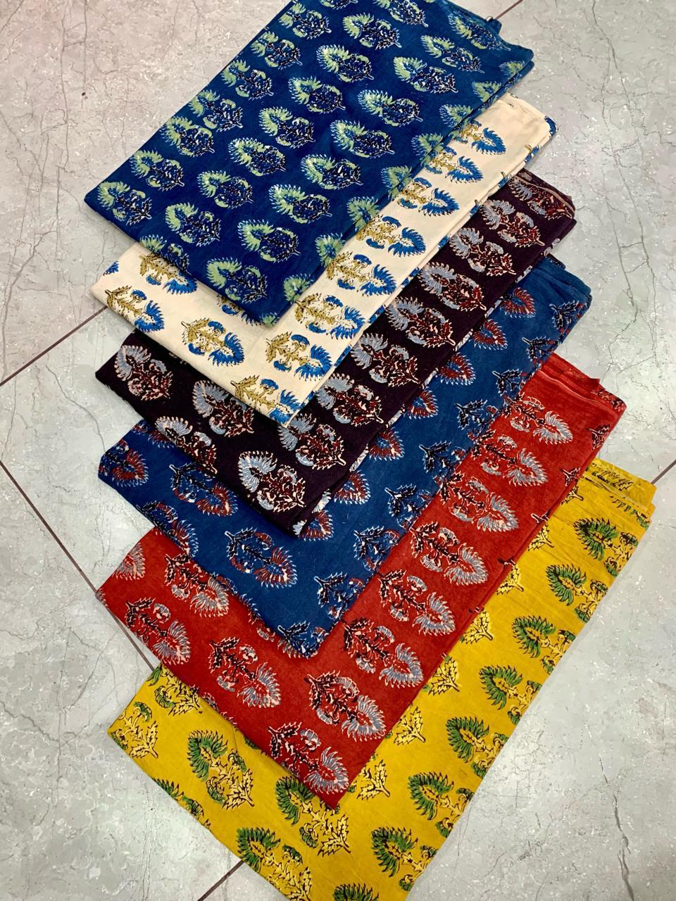 Ajrakh pure cotton handblock printed fabric in black base with multicolour mixed patterns